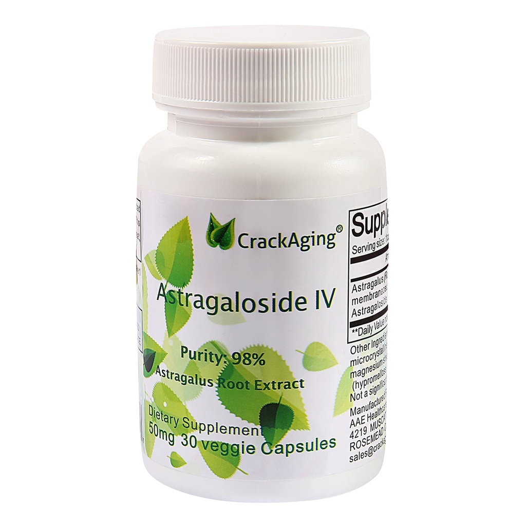 Crackaging- Super- Absorpcja Astragalozyd IV 98% 50mg 30 Kapsułka Przeciwciała Starzenie się Komórki DNA Telomere Astragalus Suplementy korzeniowe