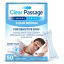 Nasal Strips Medium, Clear, 50 ct Between 124; Działa w trybie natychmiastowym, aby poprawić sen, zmniejszyć chrapanie, & Relieve zator nosa ze względu na przeziębienia i alergie