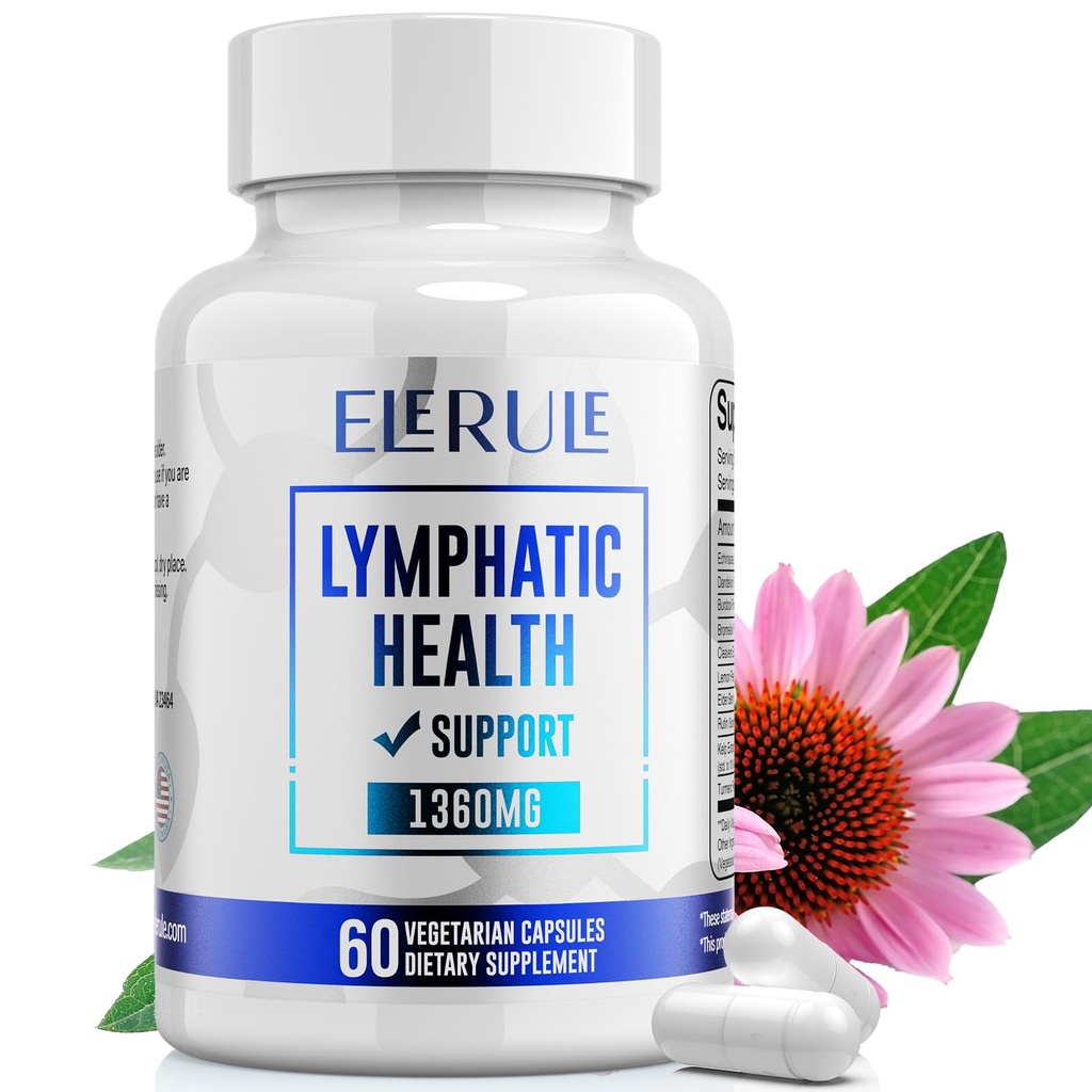 Lymphatic Supplement Supplement Supplement, Lymphatic Supplements with with Dandelion, Burdock, Echinacea, Lemon & More, Lymph System Supplement for Men and Women - 60 kapsułki
