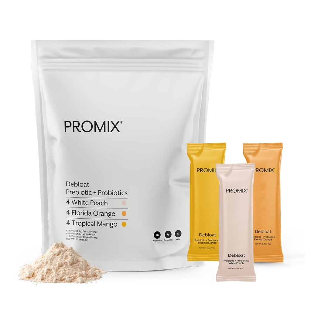 ProMix Nutrition Debloat Prebiotyki i Probiotyki - Zdrowie pokarmowe, Nudności Relief, Naprawa dziąseł i Bloating Relief for Women and Men - Pack Variety - 12 Sług (Opakowanie 12)