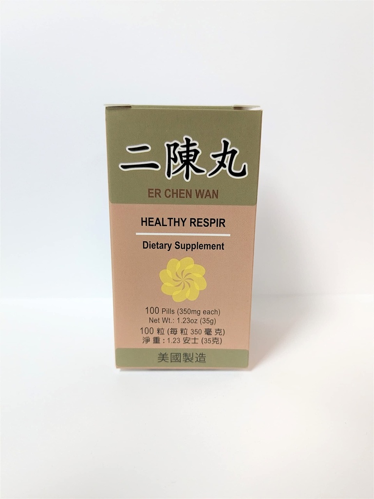 Lao Wei Healthy Respir - Er Chen Wan Herbal Supplement Pomaga w funkcji oskrzelowej, układu oddechowego 350mg 100 Pigułki Made in USA