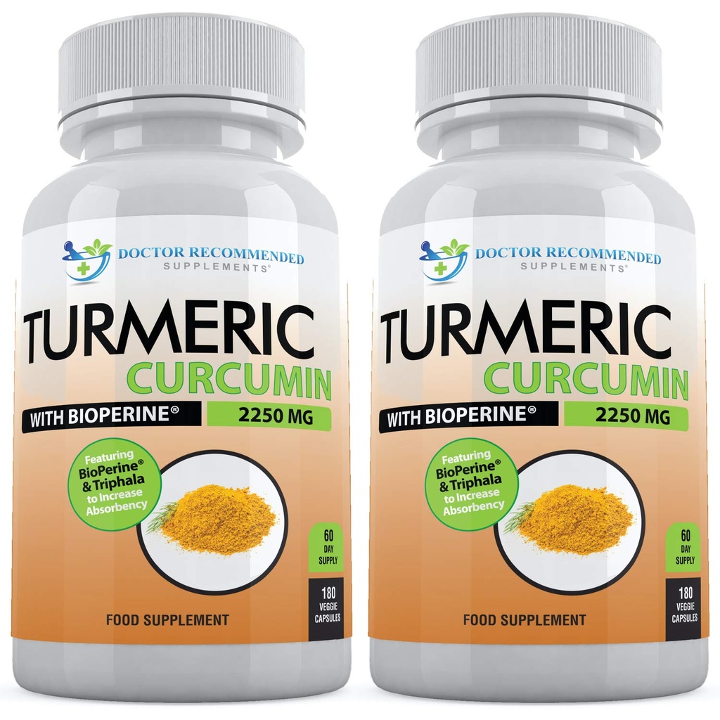Kurkumina kurkumina z bioperiną - 360 kapsułki wegetariańskie - 2250mg 95% kurkuminoidy z dodatkiem Black Pepper i Triphala (opakowanie po 2)