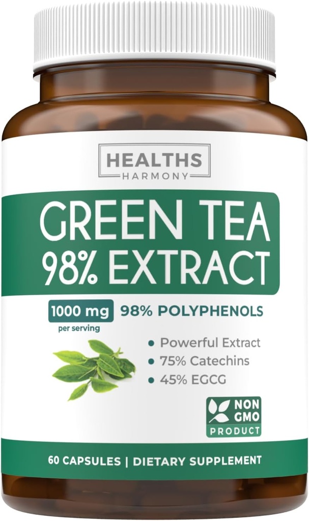 EGCG Green Tea Extract Kapsułki - Super High Potency Green Tea Pills Przeciwutleniacz Bogata formuła pakowane z polifenoli Katechiny & EGCG - 500mg na kapsułki - Non-GMO & Made in the USA (1 Miesiąc dostaw)