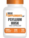 BulkSupplements.com Psyllium Husk Kapsułki - Suplement Psyllium, Psyllium Husk Fiber - Vegan & Gluten Free, 240 Kapsułki Veg (Opakowanie 1)