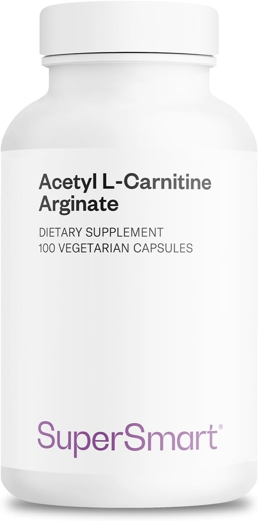 Supersmart - Acetyl L Karnityna Arginate 1000 mg na dzień - Amino Acids - Popularne suplementy mózgu Supplement Supplement 124; Non- GMO & Gluten Free - 120 Kapsułki wegetariańskie