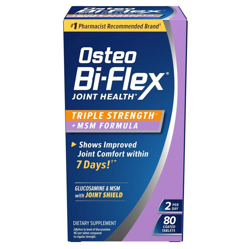 Osteo Bi- Flex Triple Strength (5) with MSM, Glucozamine Joint Health Supplement, Coated Tablets, 80 Count