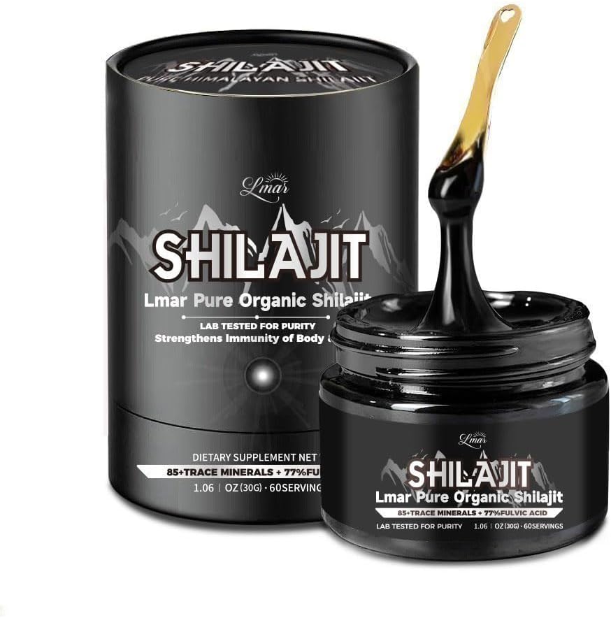 Lmar Pure Organic Himalayan Shilajit Resin | 100% Natural 75 Serving Food Supplements Shilajit for Men & Women | Lab Tested Rich in 85+ Trace Minerals & Over 77% Fulvic Acid