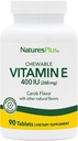 NaturesPlus Witamina E, Natural Carob Flavor - 90 Tabletki do żucia, Pack of 2 - Free- Radical Defense & Ogólnie Well- Being - Wegetarianin, Gluten Free - 180 Razem Sługi