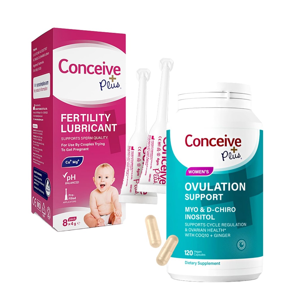 Pojęcie Plus Lubrykant płodności 8 x 4 Aplikatory Gramowe i Ovulation Supplement Inositol 120 Count Bundle