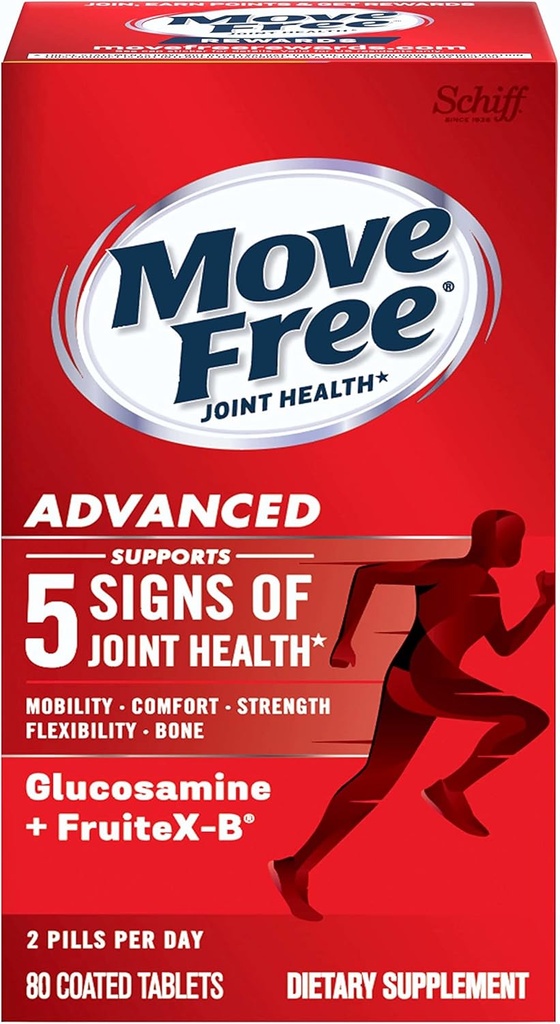 Przenieś Free Advanced Glukozamina Chondroitin + Wapń Fruktoboran Joint Supplement Support, Pomaga Mobilność Comfort Siła Elastyczność & Kości - 80 Tabletki (40 porcji) *