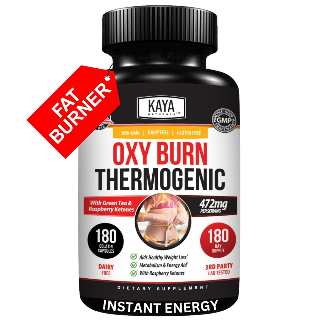 Kaya Naturals Oxy Burn - Termogeniczna formuła ziołowa dla aktywnego życia - Non-GMO & Gluten- Free - 180 Count
