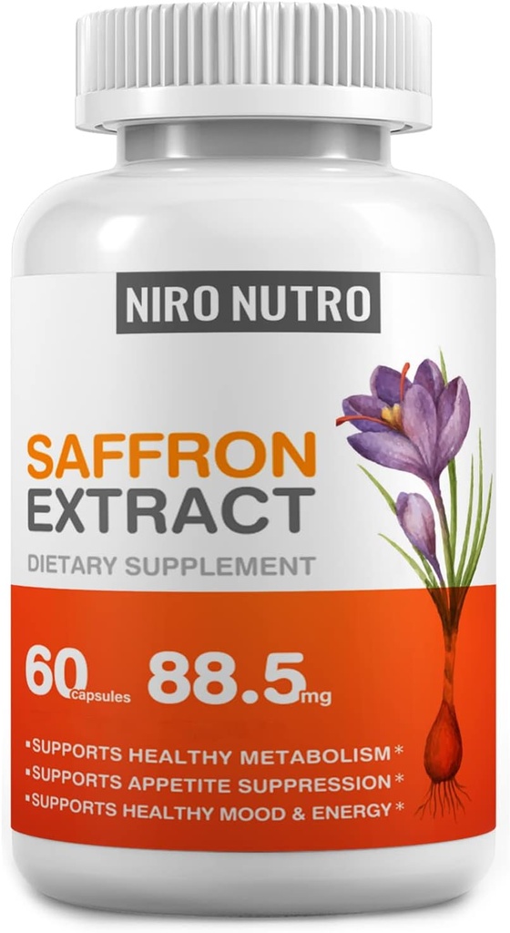 Suplementy szafranowe, Organic Saffron Extract Kapsułki dla oczu i serca zdrowia, Appetite Supressant dla kobiet utrata masy ciała, Wspiera system immunologiczny, Metabolizm Booster, Non-GMO