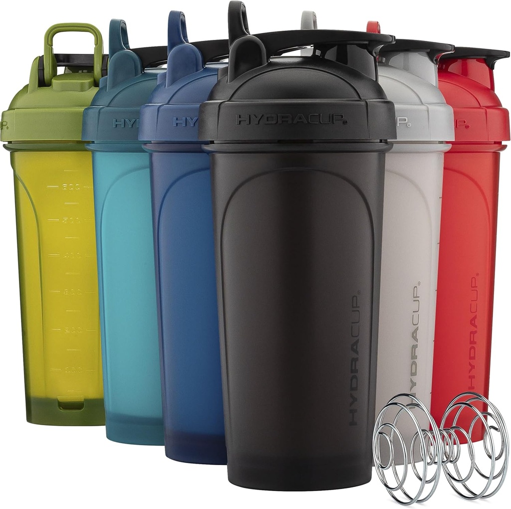 Hydra Puchar ProFlow Shaker Butelki 6- Pack (28oz) Xi124; Protein Shaker Cups z Whisk Ball, Leak- Proof Lid, Ukryte Carry Handle Xi124; BPA- Free Gym Mixer dla proszku protein, Suplementy mieszające, Świeże kolory