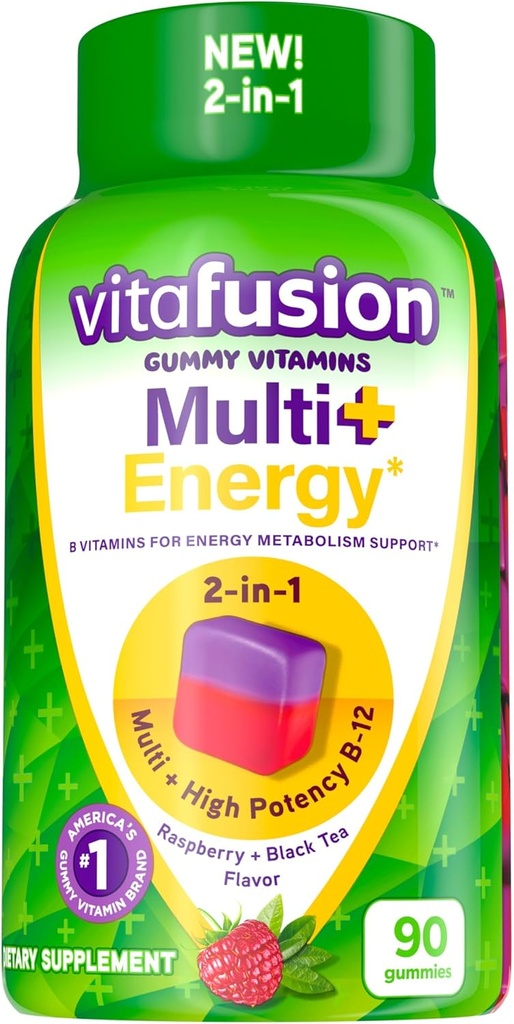 Vitafusion Multi + Energy * Gummy Vitamin, Zawiera witaminy B do zapewnienia wsparcia metabolizmu energii *, 90