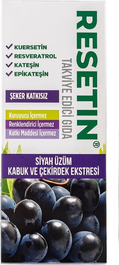 DEMMEX RESETIN Black Grape Skin and Seed Liquid Extract, Grape Polyfenol Concentrat, 47 mg / ml Total Polyfenols - 682X More Than Red Wine, Resveratrol, Quercetin, Catechins, 250ml - 8.45 Fl Oz (1)