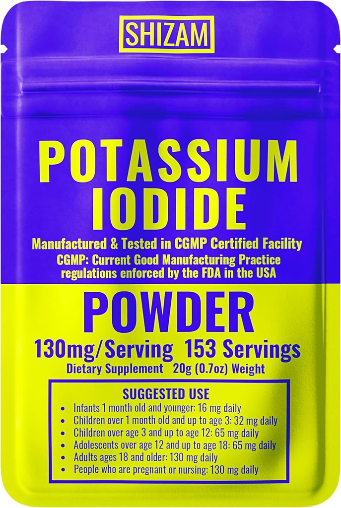 SHIZAM Potasu Jodek 130 mg 65 mg Proszek Survival Kit Zestawy, KI Jod Kapsułki Kapsułki Płynne nalewki Pigułki Tablet Tabliczki Suplement Alt Suplementy, przygotowanie Dostawy 130mg 65mg