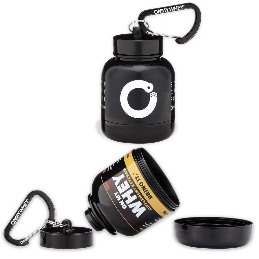 OnMyWhey - Proszek proteinowy i suplement Keychain Funnel, Przenośny pojemnik to- do siłowni, treningi, fitness i podróży - TSA Zatwierdzony, Combo 2-Pack w / 1 Nowoczesny & 1 Classic