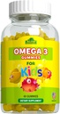ALFA VITAMINS Omega 3 Gumie dla dzieci, Wspomaga rozwój mózgu, Heart Health & Vision, Easy to Chew, Omega 3 Suplement dla dzieci, Pomarańczowy aromat, No Fishy Taste, 3 Gummies Daily, 60 Gummies