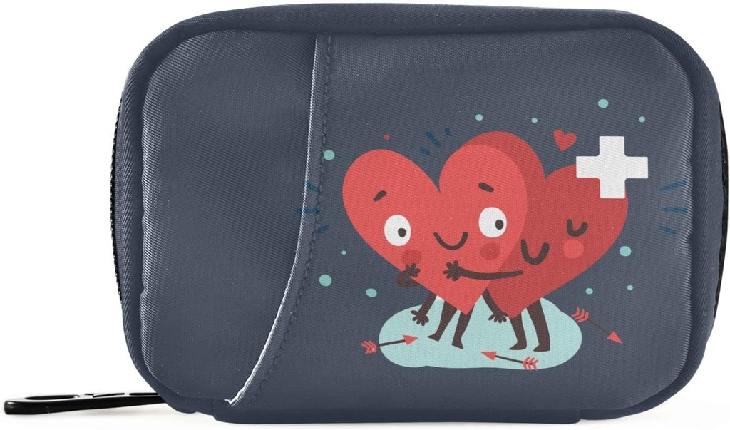 Naanle Pill Organizer Heart with Cross Pill Box 7 Day Pill Case Bag Travel Pill Organizer Bag with Zipper Portable Weekly Case Compact Rozmiar dla posiadacza suplementu witaminy