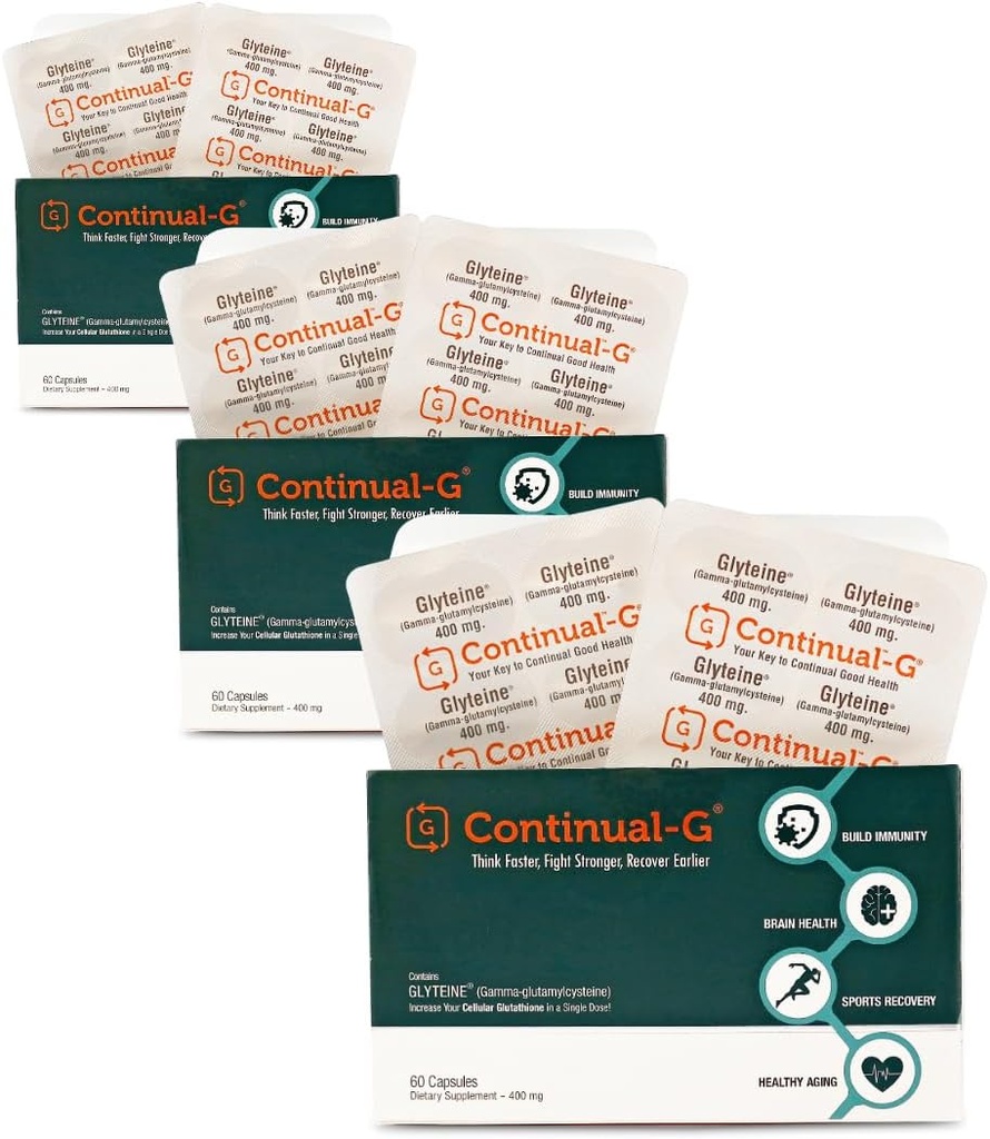 CONTINUAL - G Gliceina 400 mg Kapsułki 124; Komórkowe Ulepszenie Suplementu Glutationu 124; Potężne Wsparcie Przeciwutleniające 124; 90-dniowe Dostawy (180 Kapsułki)