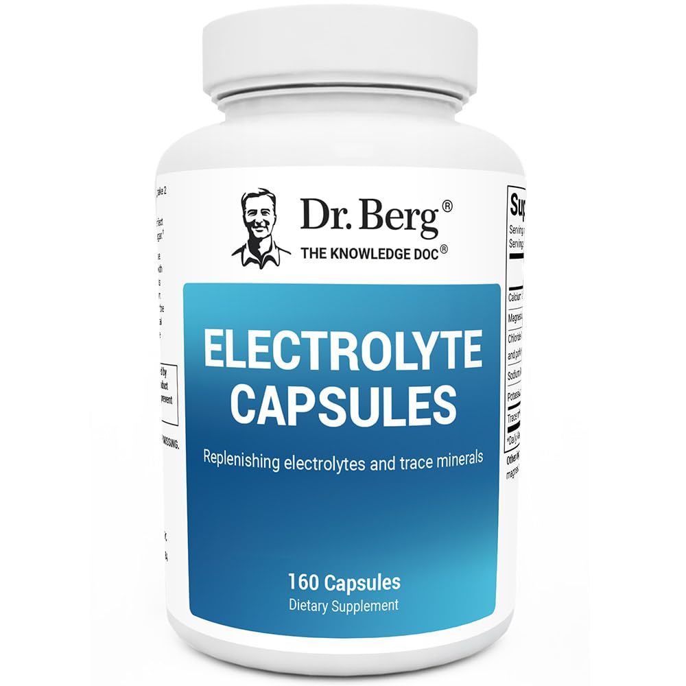 Dr Berg Kapsułki Electrolyte - Suplementy Electrolyte dla wspierania energii, Endurance i Hydration - Bez cukru, Nie Maltodekstryna, Keto Friendly - 160 Czapki