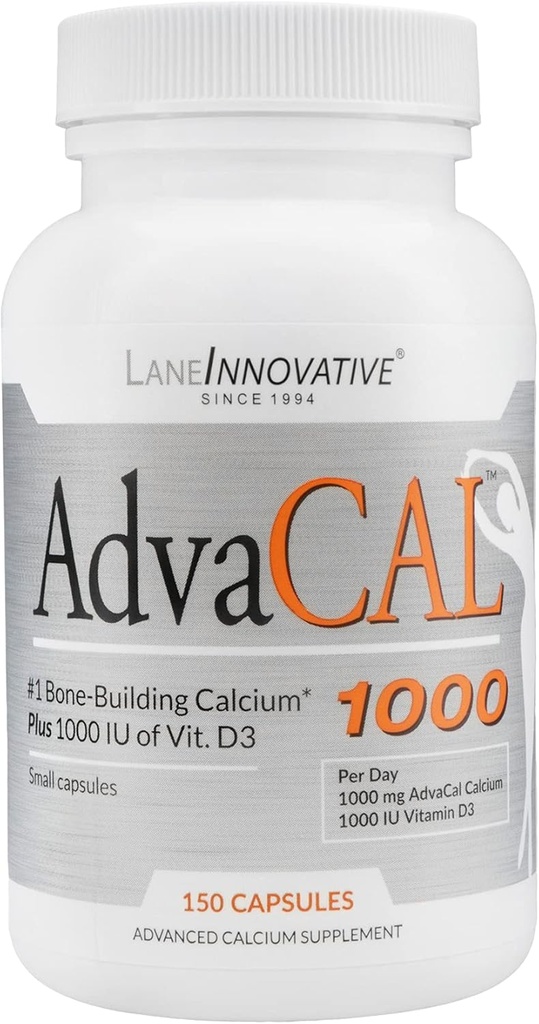 Lane Innowacyjne - AdvaCAL 1000, Advanced Supplement Wapnia, Łatwy do połknięcia bardzo małe kapsułki, Wspiera zwiększenie gęstości kości (50 Służenia)