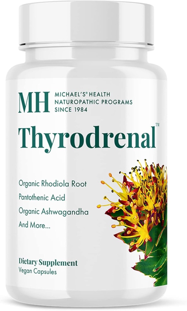 MICHAEL 's Health Naturopathic Programs Thyrodnec - 120 Vegan Kapsułki - Wsparcie dla zdrowia tarczycy i nadnerczy - z witaminą C - 60 Słupki