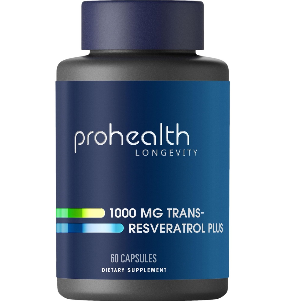 ProHealth Resveratrol 1000mg < 124; Pure Trans- Resveratrol < 124; Plus Quercetin, Red Wine & Green Tea Extract > 124; Klinicznie studiowane w celu wsparcia zdrowia komórkowego, Pamięć, Zdrowe starzenia 124; 60 Kapsułki