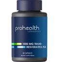 ProHealth Resveratrol 1000mg < 124; Pure Trans- Resveratrol < 124; Plus Quercetin, Red Wine & Green Tea Extract > 124; Klinicznie studiowane w celu wsparcia zdrowia komórkowego, Pamięć, Zdrowe starzenia 124; 60 Kapsułki