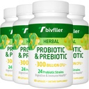 Probiotyki dla kobiet Men- 300 Miliard CFU, 24 Szczepy Probiotyczne + 15 Organic Herbs Prebiotyka Mieszanka, Pre i Probiotyki, dla zdrowia pożywienia, Immune & Gut, Biegunka, Bloating, Wegan, 8 Miesiąc Dostawy