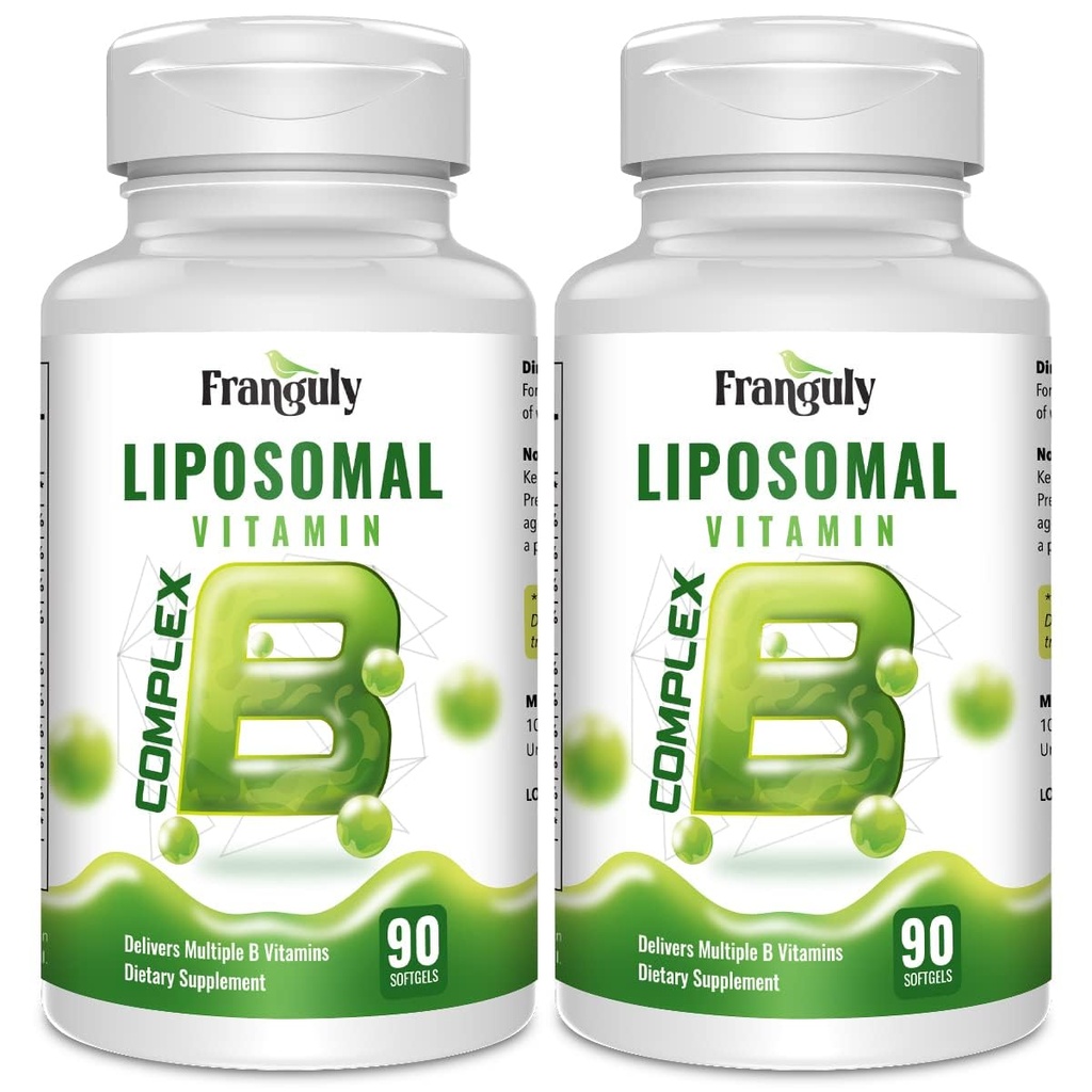 Liposomal B Complex for High Absorption Methylated B12,L-Methyfolate(5-MTHF ),Full Active B Vitamins with Choline Inositol-Energy, Metabolism,Brain & Heart Support，Vegan, Non-GMO,3 Month Supply