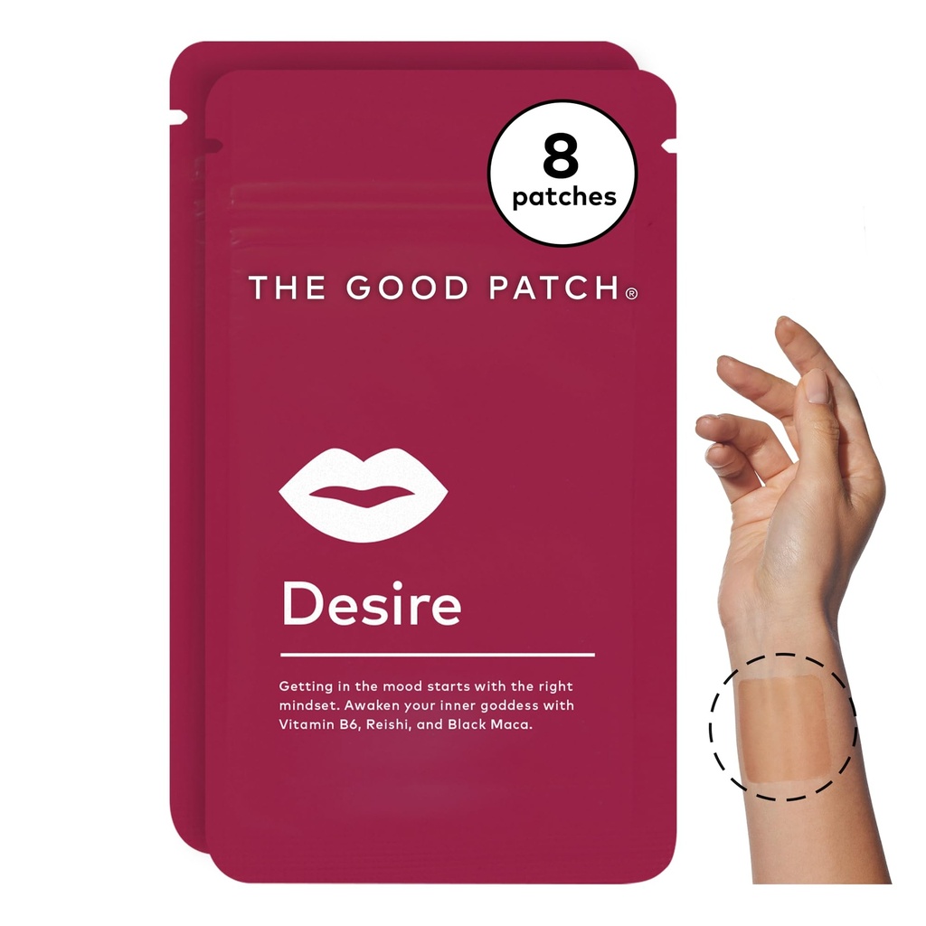 Dobrej Łaty pożądania Sexual Wellness Patches, Get in the Mood, Natural with Vitamina B6, Reishi, Black Maca, Plant Weared Wearage Wellness, Botaniczny i Witamina (8 Total Patches)