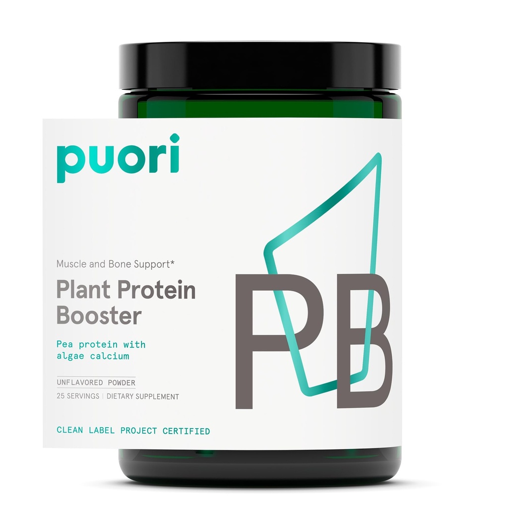 Puori Vegan Protein Plant Enhancer Powder - 25 Servings - Neutral Flavor Pea Protein z algami Wapń dla esencjalnych aminokwasów - Dair-Free, Wegetarianin, Nie GMO