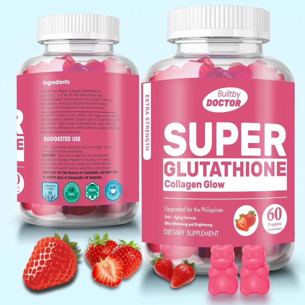Super Glutation Collagen Gummies Glutation, Glutathione Skin Care - Rozjaśnianie skóry - Gummies Collagen - Anti-Aging L- Glutathione - Marine Collagen & Vitamin