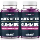 Primetime Sports Quercetin + Cynk + Witamina C 1000mg Gummies Suplementy z Elderberry, Flavonoid Witamina dla dorosłych dzieci Immunitet, Immune Support Gummy Booster Vegan (2 Pack) 60 Hrabia (Opakowanie 2)