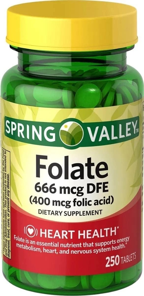 Spring Valley, kwas foliowy 400 MCG, 250 Hrabia