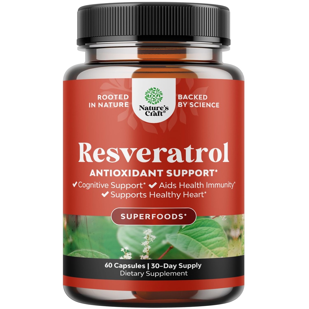 Młodzieńczy Trans Resveratrol Supplement - Resveratrol kapsułki z aktywatorem AMPK dla zdrowia i witalności komórek - AMPK Metabolic Activator for Metabolic Boost & Cellular Efficiency - 60 Count