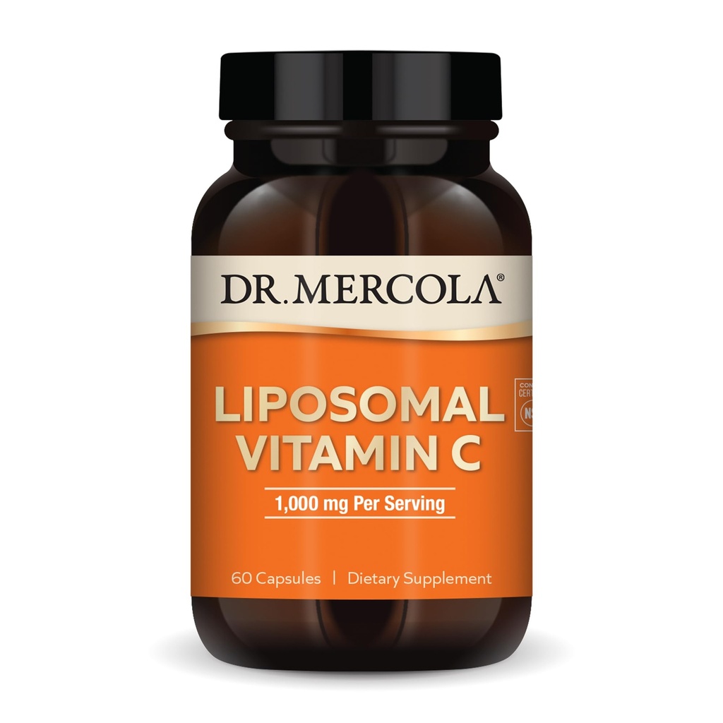 Dr Mercola Witamina Liposomalna C - Mózg, Serce, Oko i Wsparcie immunologiczne - Zapewnia 1000 mg Biodostępnej Witaminy C - Nie-GMO, Gluten- Free & Soy- 60 Kapsułki (30 Servings)