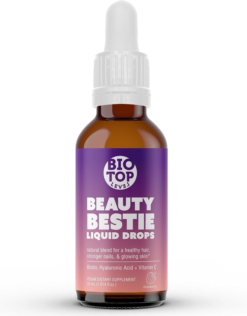 Piękno Bestie Vegan krople płynne, Biotin, Witamina C, Kwas hialuronowy, Multi-Benefit Witaminy Mieszanka do wsparcia zdrowe włosy, Skóra & Nails wzrost, Sugar Free 1 fl oz.