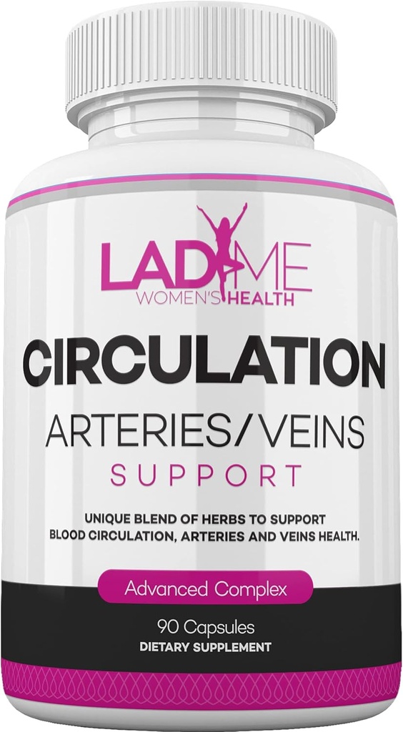 LadyMe Circulation i wsparcie Vein pomaga zmniejszyć dyskomfort w nogach i wspomaga zdrowe funkcje sercowo-naczyniowe z Broom rzeźników, Diosmin, Hawthorn do 3 miesięcy dostaw dla kobiet 90 Kapsułki