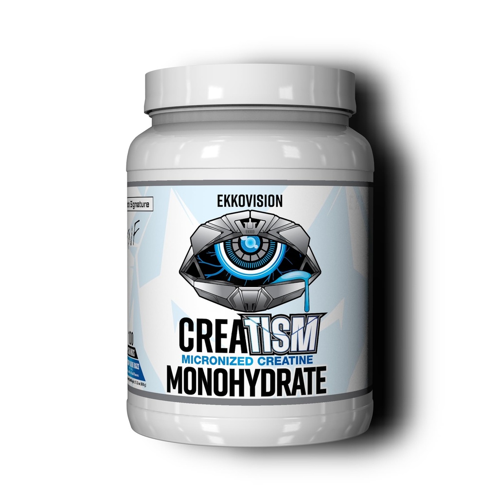 Ekkovision Kreatywny jednowodny proszek, Mikronizowany, Puckin 'Blue Razz, Przed treningiem i Post Workout Suplement dla mężczyzn i kobiet, Wsparcie energetyczne, Łatwy do wymieszania w shakes, Smoothies & Napoje, 100 Sługi