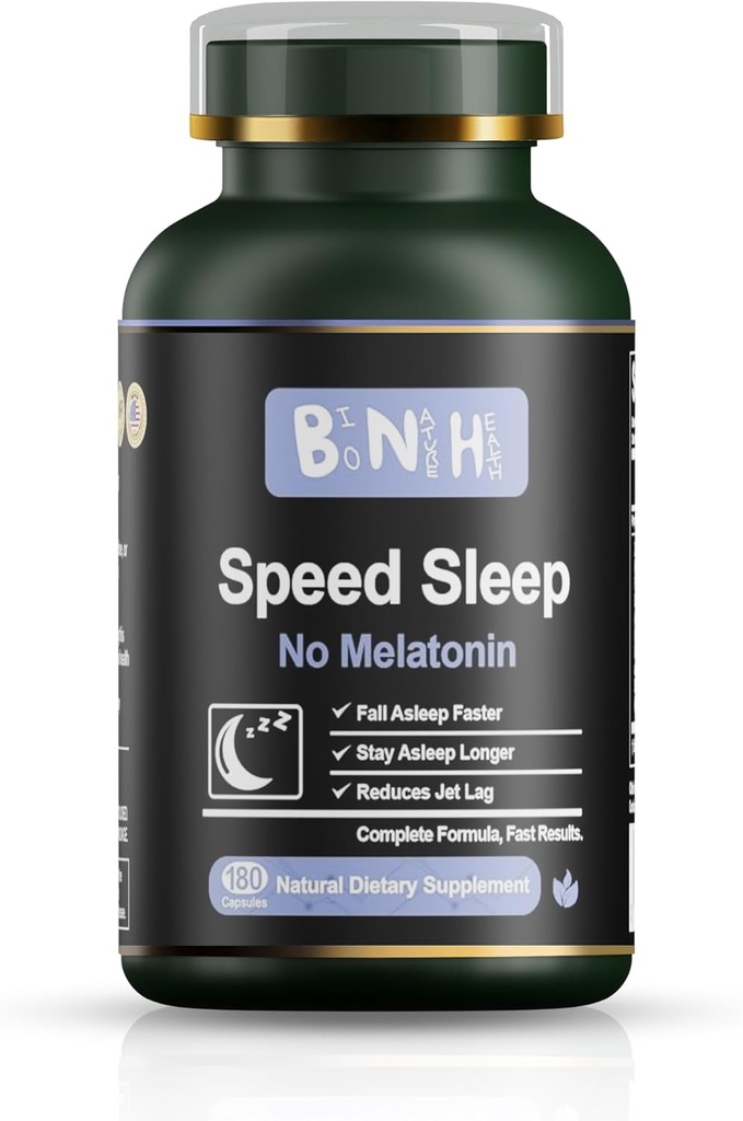 BNH Speed Sleep - Formuła wolna od melatoniny - Starożytny chiński Remedy - 15 Herbs - Fall & Stay Asleep szybciej - Wake Refreshed & Energized - No Groggy Feeling - Relax - Calms Mind- Drug Free - 180 Count