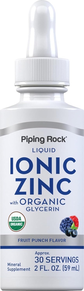Pining Rock Liquid Cynk Siarczan 124; Jonowy Cynk Siarczan 124; z organiczną Gliceriną 124; 2 oz 124; Fruit Punch Flavor 124; Wegetarianin, Non-GMO, Gluten suplement