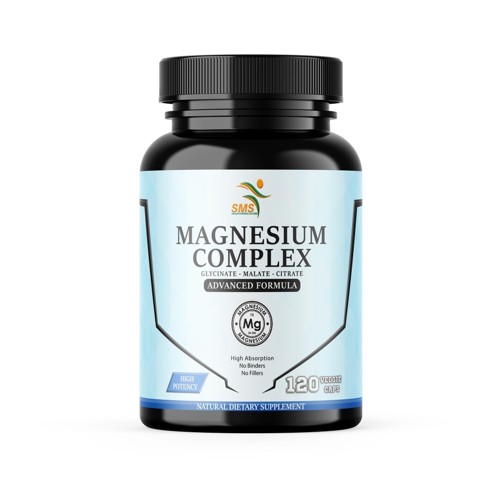 Magnezu Complex 124; 470mg Magnezu Glycinate, Malate, & Citrate for Muscles, Nerves, & Energy Baltic 124; Wysoka absorpcja 124; Wegan, Non-GMO 124; 120 Kapsułki