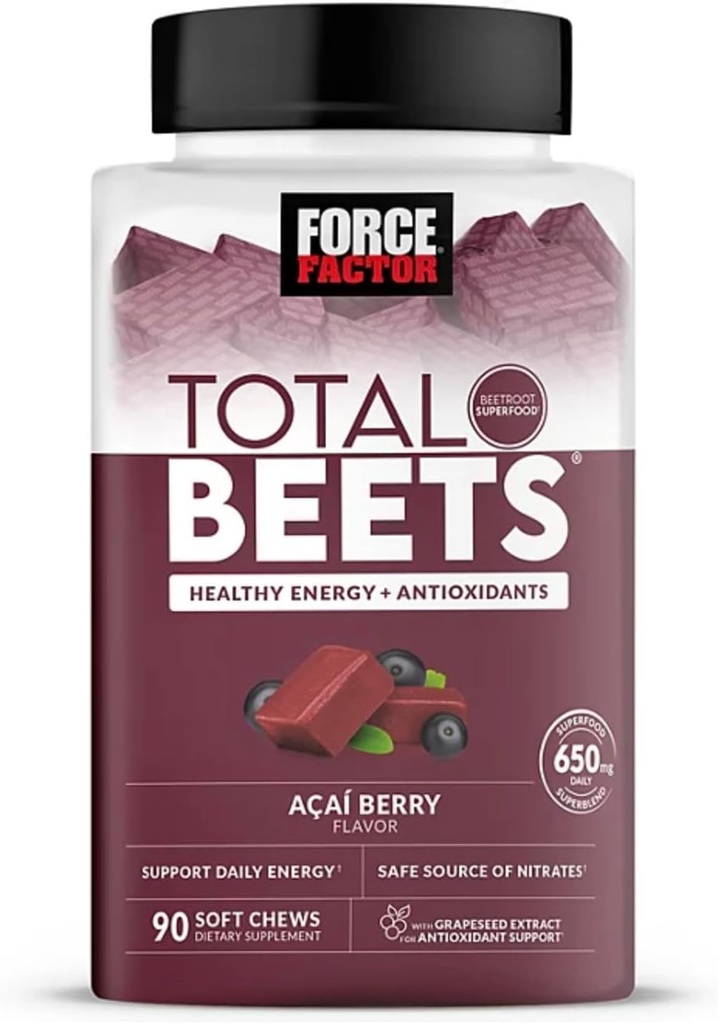 Bling Pire Factor Total Beets, Zdrowy suplement energetyczny, Beet Root Superfood Soft Chews, Acai Berry (90 szt.)
