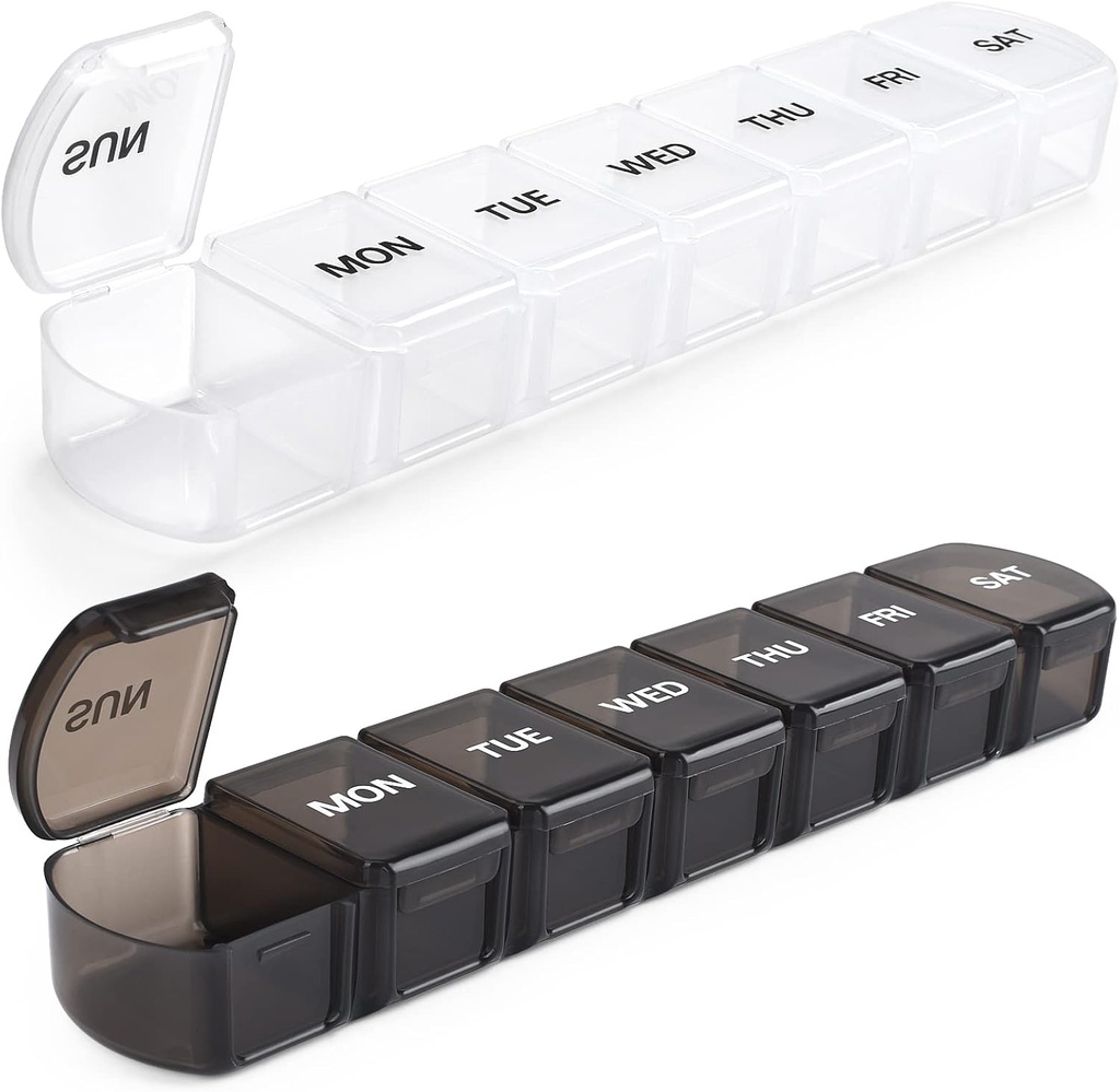 Duży cotygodniowy pill organizer 2 Pack, Daily Witamina Case Box 7 Dzień z XL Kompleks, Przyjazny dla podróżujących Medicine Organizator dla Cod Liver Oil Supplements