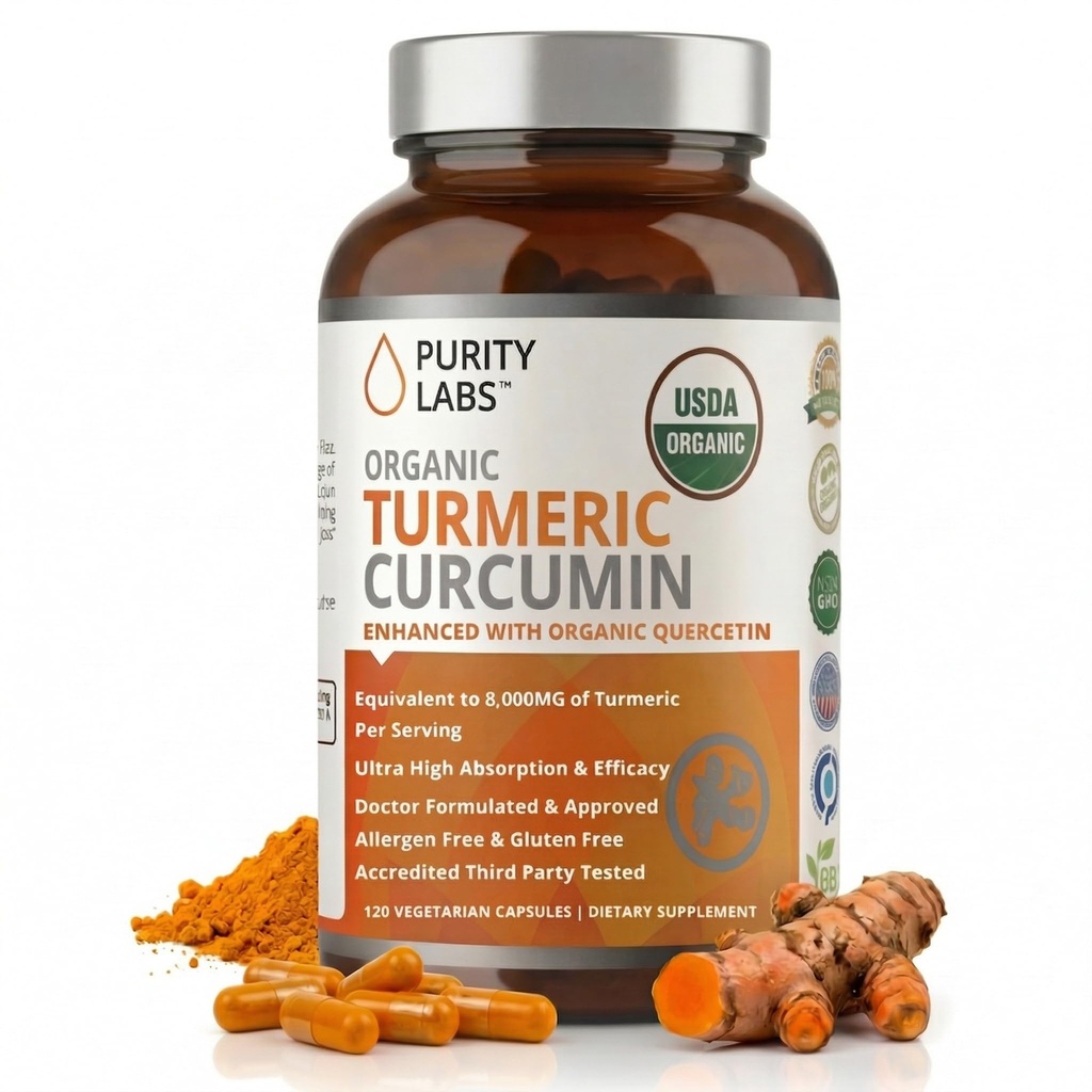 Czystość Lab Organiczny kurkumina Kurkumina Suplement z piperyną 2,250 MG / Podawanie 124; 95% Kurkuminoidy Kurkuminoidy Kurkumy, Antyoksydant Joint Pain Relief, Mięśnie i Wsparcie mózgu 124; Non-GMO - 120 Kapsułki