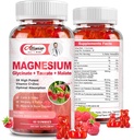Suplement magnezu Gummie, Bez cukru Glycinate magnezu 500 mg dla dorosłych i dzieci, z Taurate 200mg, Malate, Wapnia, COQ10, Multivitamin dla snu, Serce i zdrowie kości