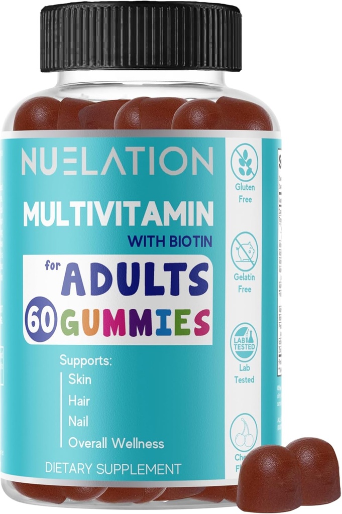 Men & Women Multivitamin Gummies. Dobrze zaokrąglone codziennie gumowe multivitaminy z Biotin 5000 µg. Nie-GMO, 60 Hrabia, 30 Sług. Multi Witamina dla dorosłych do wsparcia immunologicznego, Ogólne Wellness