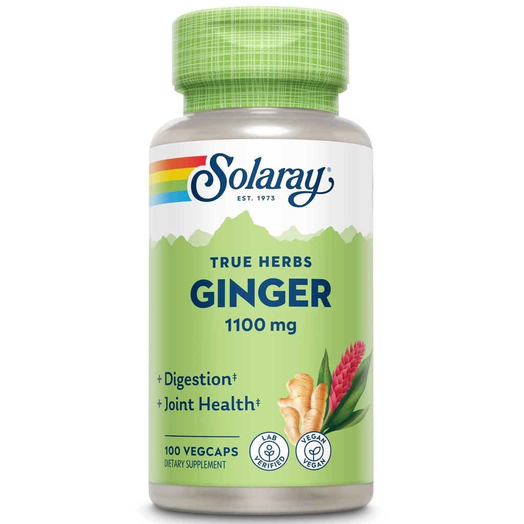 SOLARAY Ginger Root 1100mg Siatka 124; Zdrowe Spożywanie, Łączenie i Ruch & Żabie Wsparcie dyskomfortu 124; Całość Siatkówka 124; Non-GMO & Wegan